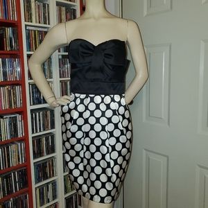 Strapless polka-dot party dress